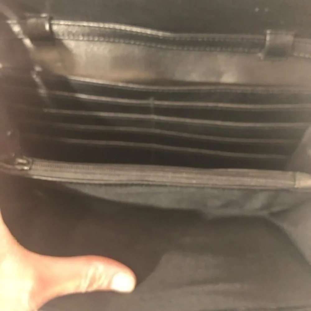 J. Crew black leather organizer bag